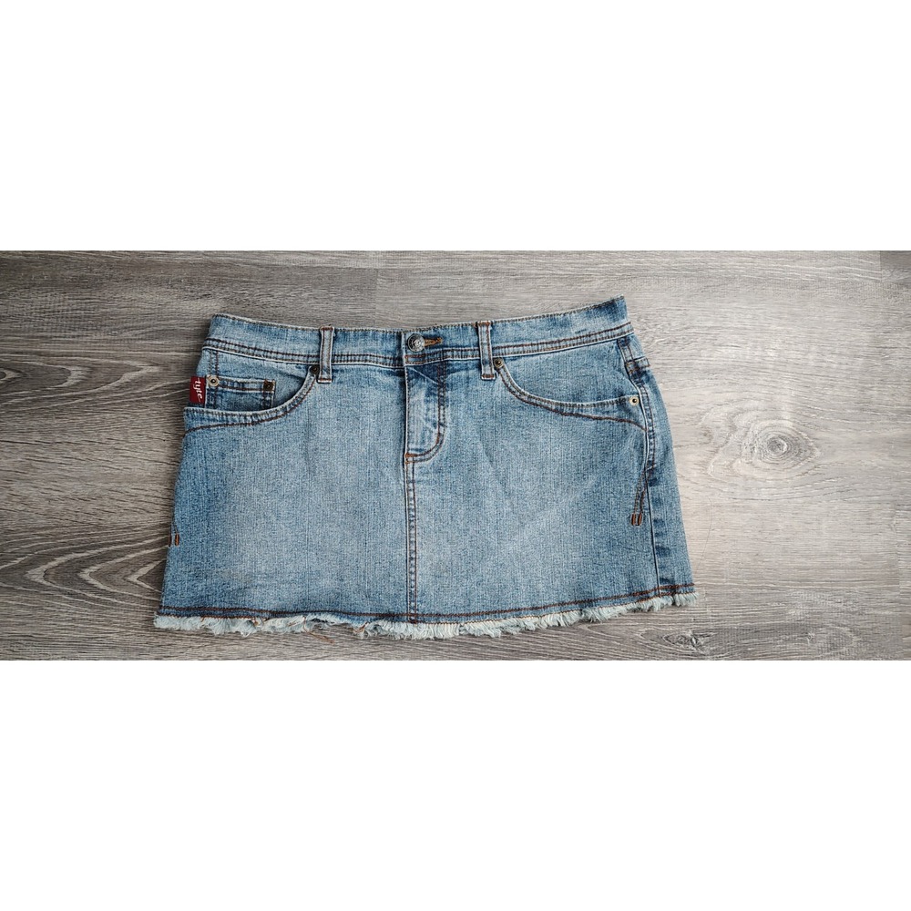 Tyte Jeans Frayed Hem Denim Mini Skirt Juniors‎ Size 9 Blue Y2K 90s